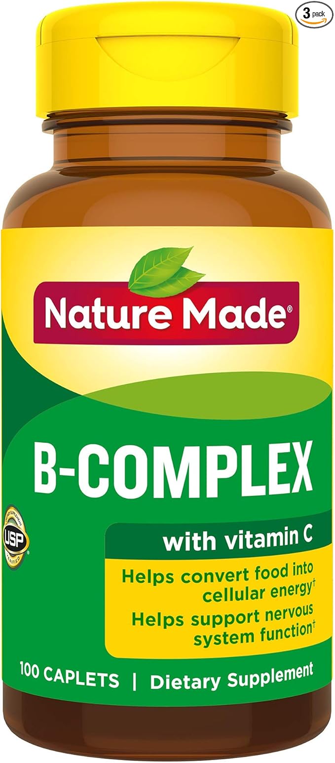 Nature Made B-Complex with Vitamin C Caplets 100 Count (Pack of 3)