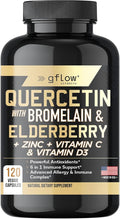 Quercetin with Bromelain Zinc Vitamin C Vitamin D Elderberry - 120 Veggie Capsules Non-GMO Gluten-Free | Immune Support Supplement | Made in USA | 2 Months Supply
