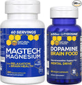 NATURAL STACKS Dopamine Brain Food + Magtech Magnesium Supplement Bundle - Supports Focus Relaxation &amp Memory* - 240 Total Capsules