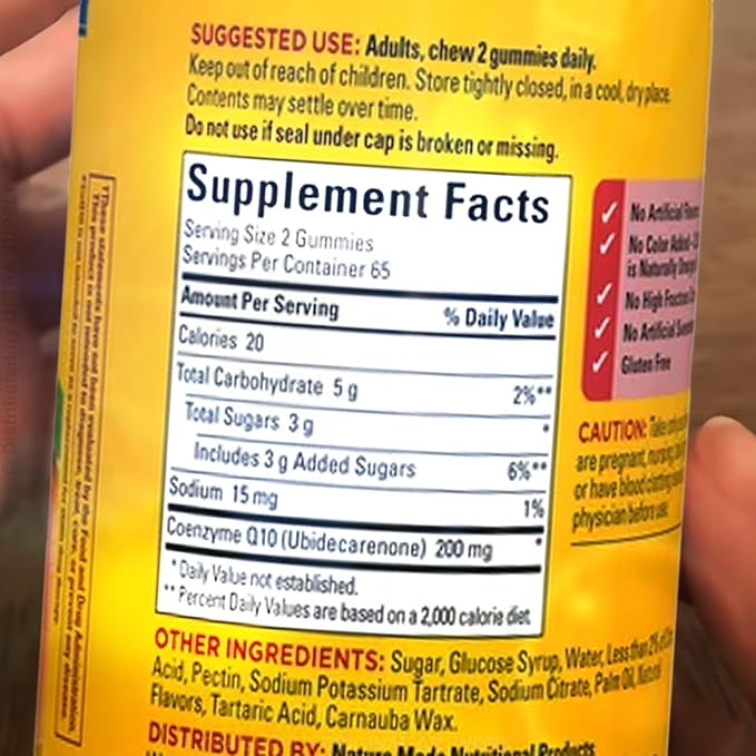 Coenzyme Q10 Gummies 200 mg Dietary Supplement CoQ10 (Ubidecarenone) Gluten Free 130 Count