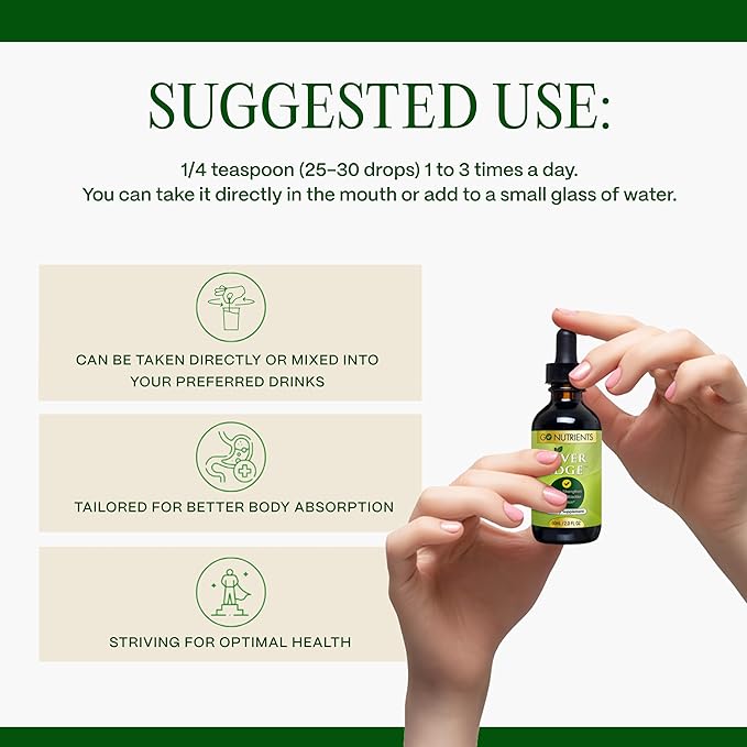 Go Nutrients Liver Edge – Milk Thistle Supplement for Liver Cleanse Detox &amp Repair with Artichoke Extract for Health &amp Fatty Liver Support Organic Liquid Drops &amp Tincture - 2 oz 48 Serv