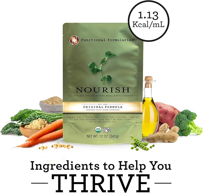 FUNCTIONAL FORMULARIES Nourish Organic Pediatric Tube Feed Formula 14g Protein 8g Fiber Meal Replacement 12 Oz (24 Pack)