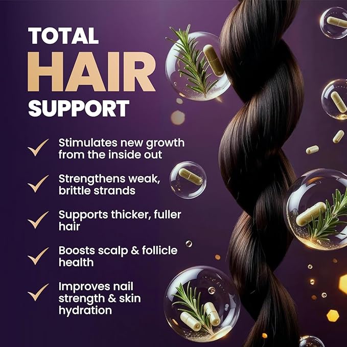 Biotin Hair Growth Supplement with Collagen Keratin and Probiotics – Hair Growth Support Skin &amp Nails Supplement for Men and Women – Supports Thicker Stronger Hair – Made in USA (2 Pack)