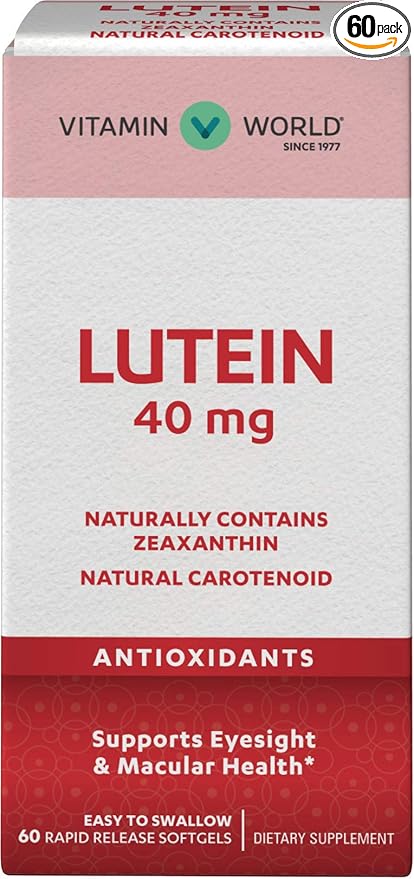 Vitamin World Lutein 40mg 60 Rapid Release Softgels Eye Health Vision Antioxidant