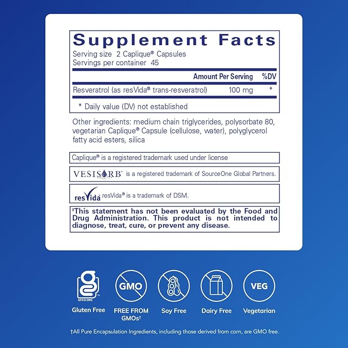 Pure Encapsulations Resveratrol VES-Sorb | Hypoallergenic Support for Cellular and Cardiovascular Health* | 90 Capsules