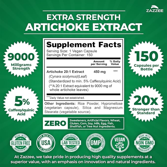 Zazzee Dandelion Artichoke &amp Milk Thistle Bundle | 20:1 Artichoke Leaf Extract Plus 10:1 Organic Dandelion Root and 30:1 Organic Milk Thistle Extract | Liver Cleanse Detox Bundle