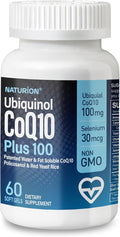 Ubiquinol CoQ10 Plus 100 – Kaneka Ubiquinol Vitamin D3 Selenium Circulation Support Blend – 100mg CoQ10 Supplement 60 Softgels 60-Day Supply
