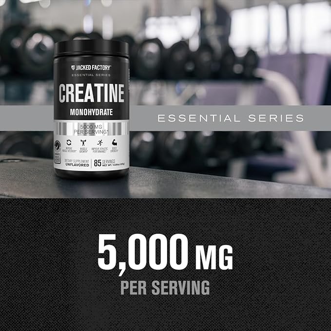 Jacked Factory Creatine Monohydrate Gummies (150 Gummies Lemon) &amp Creatine Monohydrate Powder (85 Servings Unflavored)