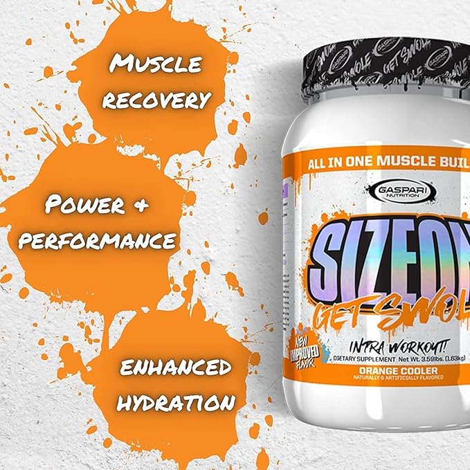 Gaspari Nutrition SizeOn The Ultimate Hybrid Intra-Workout Amino Acid &amp Creatine Formula Increased Muscle Volume &amp Muscle Recovery (3.59 Pounds Orange Cooler)