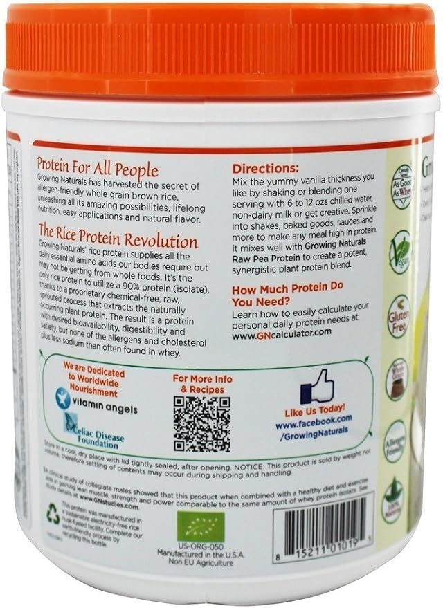 Growing Naturals Prtn Rice Pwdr Vnla Org
