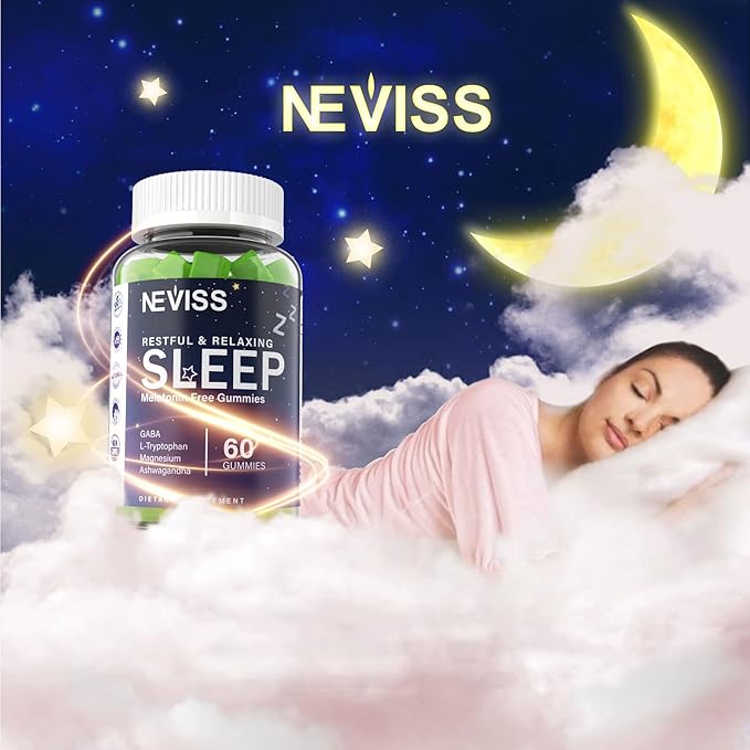 NEVISS Melatonin Free Sleep Aid Gummies &amp Sugar Free Probiotics Gummies
