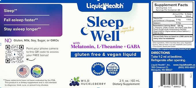 LIQUIDHEALTH Sleep Well Melatonin Drops &amp Calcium and Magnesium Liquid Joint Supplement Bundle - Natural Herbal Sleep Aid Promotes Relaxation Bone Tissue &amp Joint Support - USA Made Vegan