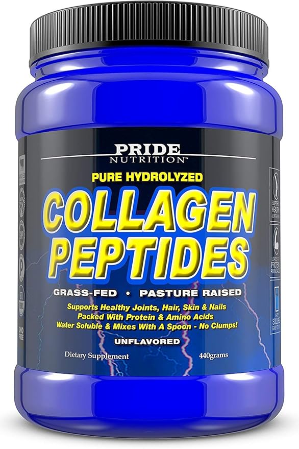 Pride Nutrition Collagen Peptides Powder Naturally-Sourced Hydrolyzed Collagen Powder - Healthy Hair Skin and Nail Support - Type I &amp III Grass-Fed Collagen Supplements for Women and Men