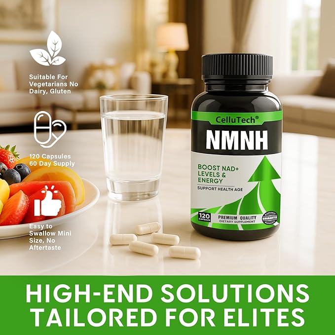 Advanced NMNH Supplement (Dihydronicotinamide Mononucleotide) 500mg - High Purity NAD+ Support Formula - Supports Cellular Energy Vitality and Focus - 120 Vegan Capsules