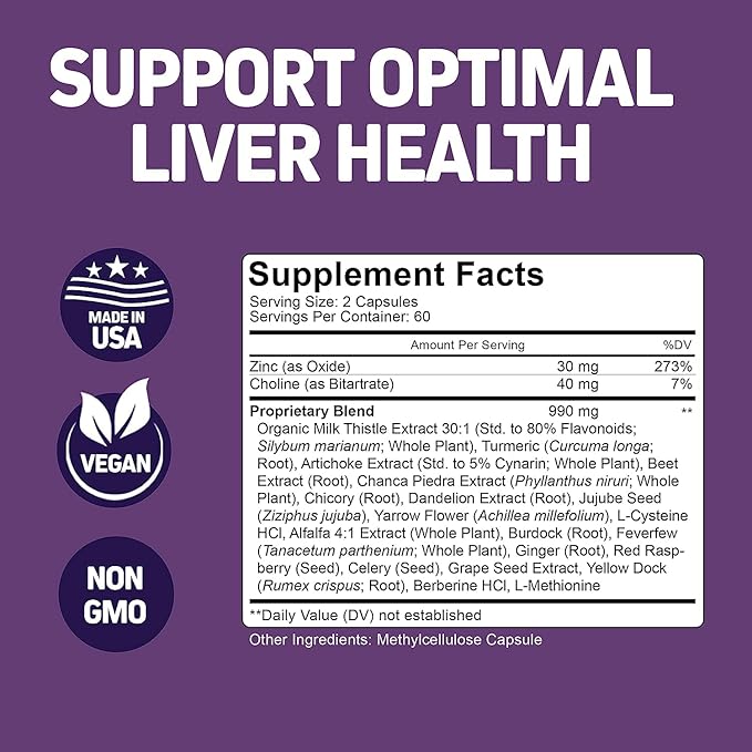 Herbtonics Liver Cleanse Detox &amp Repair Formula - 20+ Herbs: Milk Thistle Artichoke Extract Silymarin &amp Dandelion - Korean Red Panax Ginseng 1500mg - High Potency Ginseng for Energy for Men
