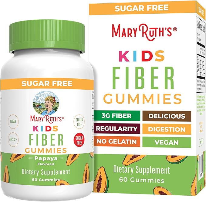 MaryRuth Organics Fiber Gummies for Kids | 2 Month Supply | Sugar Free | Soluble Fiber Supplement | Gut Health &amp Digestion Support | 3g Fiber per Gummy | Vegan | 60 Count