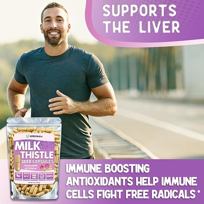 XPRS Nutra Milk Thistle Seed Capsules - 360 Count (6 Month Supply) Premium Milk Thistle Supplement Rich in Silymarin to Support the Liver and Digestion - Pure Non-GMO Cardo Mariano Pills