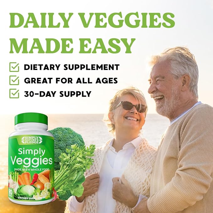Simply Nature's Pledge - Made with Whole Food Superfoods Packed with Beta Carotene &amp 18 Different Vegetables - 100% Soy Free (90 Count (Pack of 3))