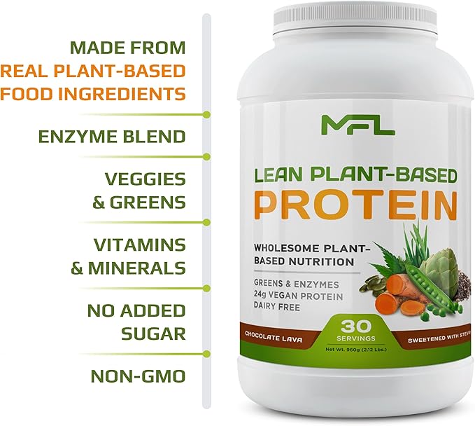 MFL Vegan Plant-Based Protein Powder l Gluten Free l Non Dairy l Non GMO l Lactose Free l Keto-Friendly | 2.12 lbs (Chocolate Lava)