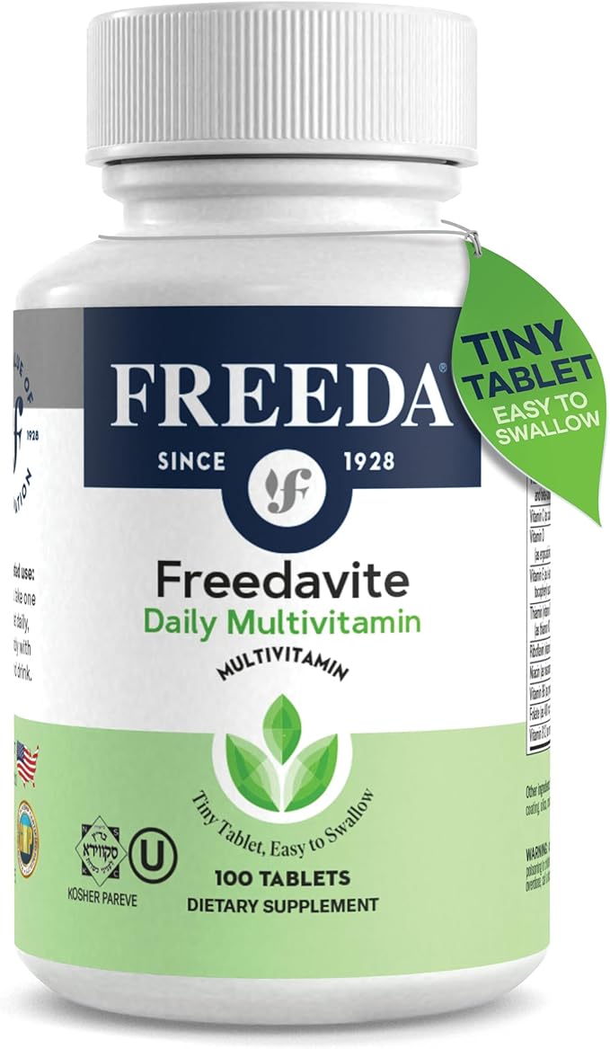 Freedavite Tiny Tablet - Moderate Multivitamin for Men and Women - Vitamin A C D E B1 B2 B6 B12 Biotin Calcium Zinc Iron Magnesium Manganese Copper Selenium Iodine - 100 Count