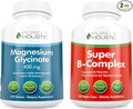 Purely Holistic Magnesium Glycinate 400mg + Super Vitamin B Complex - Vegan Bundle - 270 Tablets &amp 180 Capsules - Made in USA