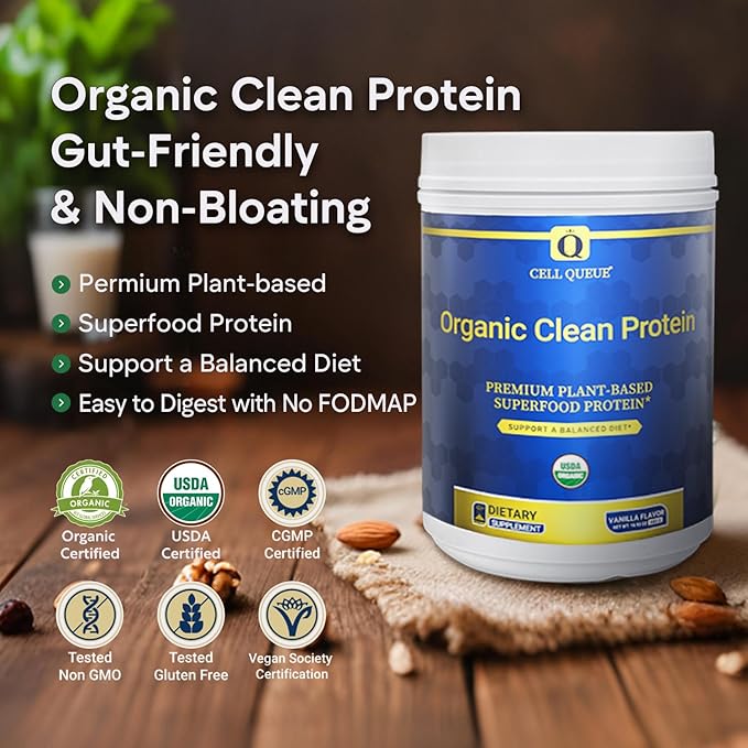 Organic Vegan Protein Powder - 20g Plant Based Protein for Women and Men with Pea Protein Superfood &amp Digestive Enzymes - Clean Protein Gluten-Free Gut-Friendly &amp Non-Bloating Keto