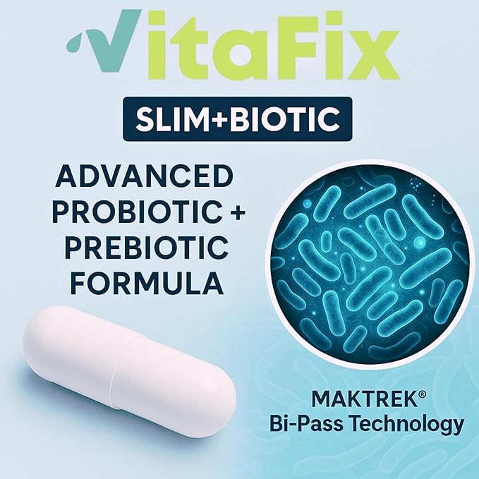 Probiotic &amp Prebiotic SlimBiotic Synbiotic – 40 Billion CFU with MAKTREK® Bi-Pass Tech Helps Gut Health &amp Digestion Regularity Bloat Immune &amp Weight Loss For Women and Men (60 Ct) Glu