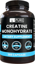 PURE ORIGINAL INGREDIENTS Creatine Monohydrate (365 Capsules) No Magnesium Or Rice Fillers Always Pure Lab Verified