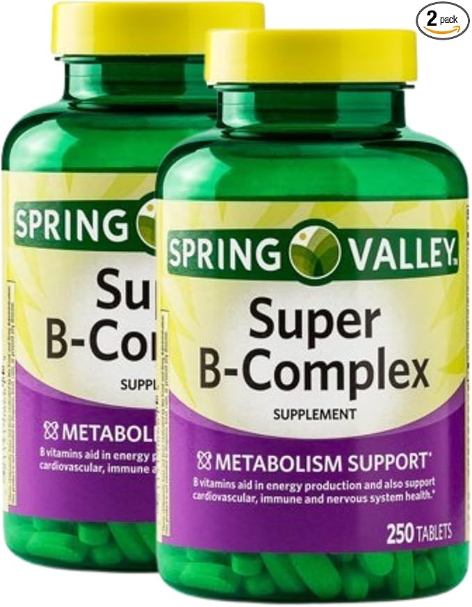 Unique Bundle Store Super Vitamin B Complex – 250 Tablets B Complex Vitamins Complejo B B12 B6 Biotin Folate Daily B Vitamins Supplement for Metabolism Support (Pack of 2)
