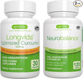 Longvida Curcumin 500mg + Neurobalance High Absorption Zinc Magnesium B6 Vegan Bundle Ultra Bioavailable Curcumin with Chelated Zinc Picolinate 24mg Oxide-Free Magnesium by Igennus