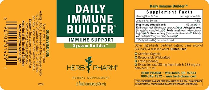 Herb Pharm Daily Immune Builder Herbal Immune System Defense - 2 Ounce