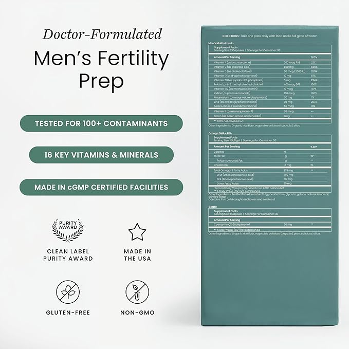 Perelel Men’s Multi Support Pack Daily Multivitamin with Magnesium Omega 3 CoQ10 &amp Folate Nutritional Support for Men’s Wellness Soy &amp Gluten Free Non GMO 30 Daily Pill Packs