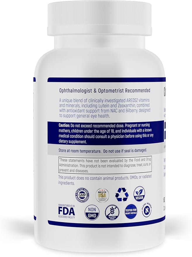 Navan EyeRx (Updated CataRx) Antioxidant AREDS2 Eye Vitamins &amp Minerals Supplement for General Eye Health by Clinical Experts - Lutein Zeaxanthin NAC Bilberry Zinc Vitamin C - Kosher Certifie