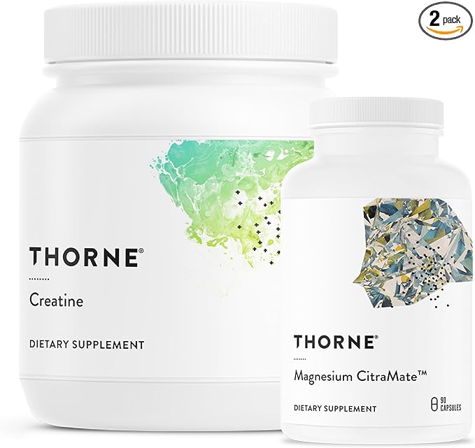 THORNE - Magnesium CitraMate &amp Creatine Performance Combo - Essential Support for Energy Muscles and Cognitive Function - 90 Servings
