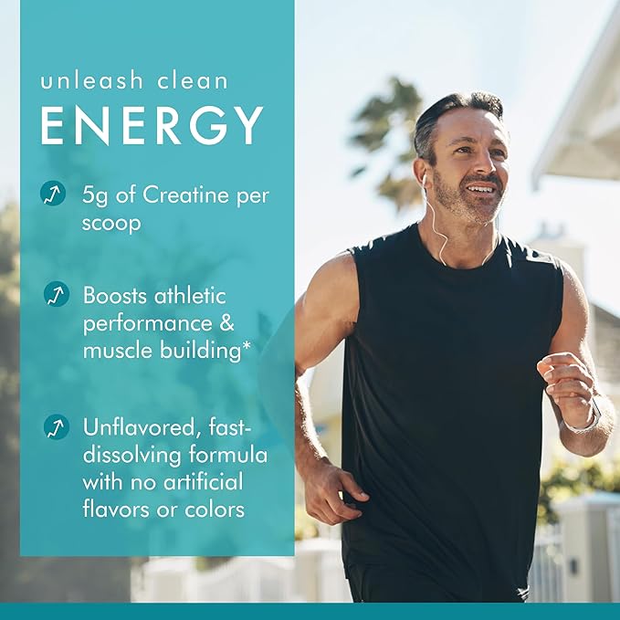 Dr. Mercola Pure Power Creatine Monohydrate - Supports Strength &amp Performance - Unflavored - NSF Certified - Quick-Dissolving Powder - 17.60 oz - 100 Servings