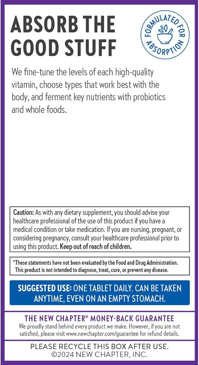 New Chapter Vitamin B Complex Fermented Coenzyme B Complex Rich in Vitamin B12 + Vitamin B6 + Biotin + Made with Organic Ingredients - 90 ct