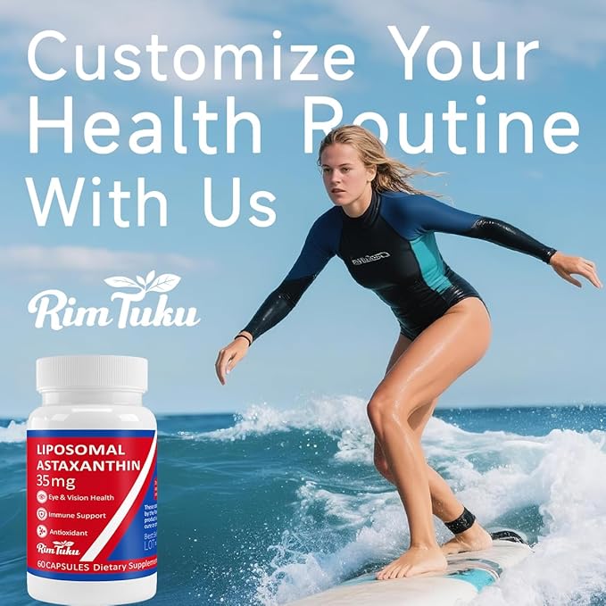35mg Liposomal Astaxanthin Supplement - Powerful Antioxidant Support for Skin Joint &amp Eye Health - Natural Anti-Aging Formula with Pure Astaxanthin - Vegan Non-GMO 240 Capsules