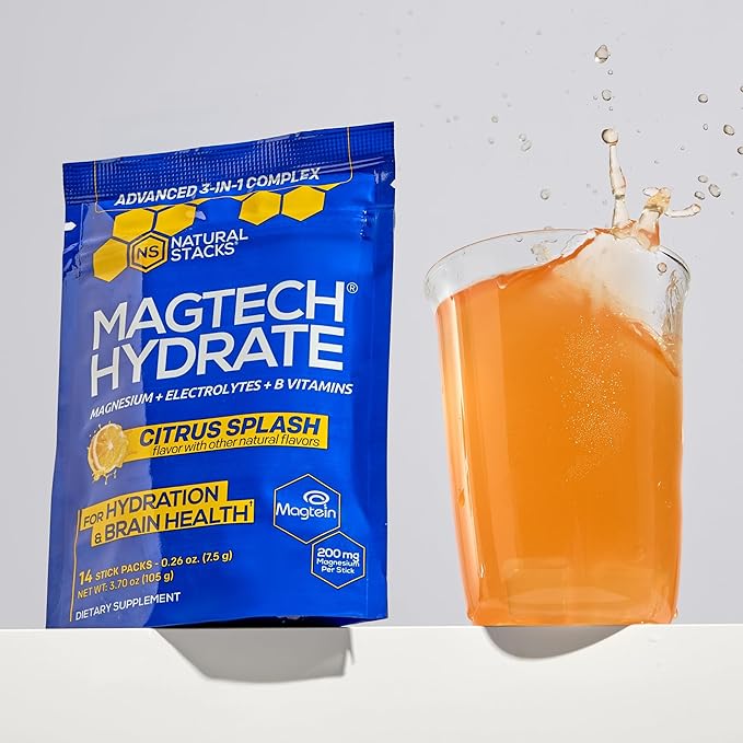 Magtech Magnesium Capsules + Hydration Powder Bundle - 3 Forms of Magnesium - Featuring Magtein L-Threonate - Brain Health &amp Hydration Support* - 74 Total Servings