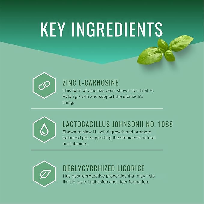 Approved Science Pyloriprin - Advanced Digestive Support for A Healthy Stomach - Zinc L-Carnosine Probiotic Broccoli Sprout Deglycyrrhized Licorice - 180 Capsules - Three Month Supply - Vegan