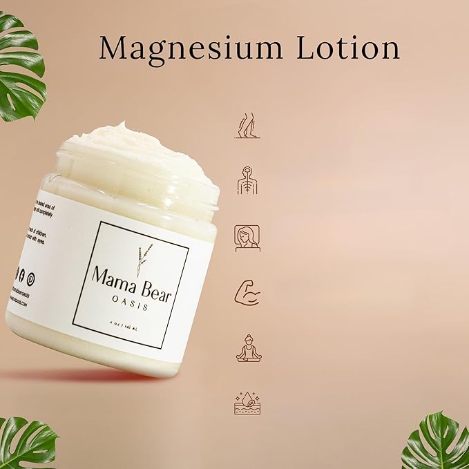 Mama Bear Oasis Lotion - Magnesium Cream - Lavender Magnesium Lotion for Foot Hands Legs Toes Includes Arnica Vitamin B6 Aloe Vera MSM (Pack of 6)