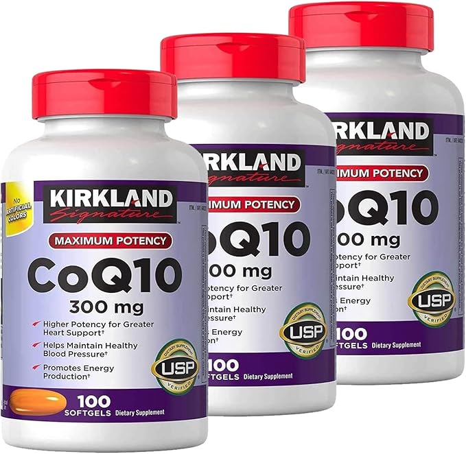 Kirkland Signature CoQ10 300 mg. 100 Softgels (3 Pack)