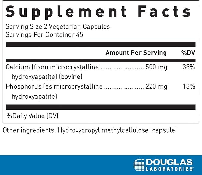 Douglas Laboratories Calcium Microcrystalline Hydroxyapatite - Teeth &amp Bone Health Support* - with Calcium &amp Phosphorus Micronutrients - Dietary Supplements - 90 Vegetarian Capsules