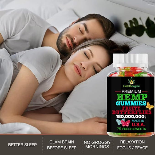 3PACK Hemp Gummies Fruity Butterflies-for Sleep Calm Peaceful Back-Natural Hemp Party Gummy Beras-Made in USA