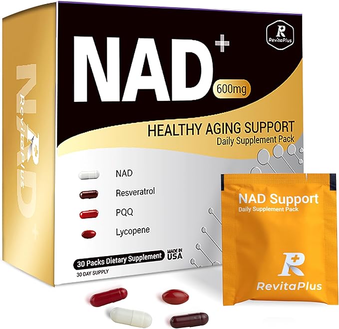 NAD Supplement with Resveratrol PQQCa-AKGNicotinamideGreen Tea Advanced NAD+ Supplement Daily Pack Support Healthy MitochondriaHealthy Aging and Cellular Energy for Women &amp Men 30 Packs