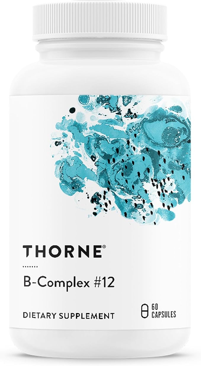 THORNE - B-Complex #12 - Vitamin B Complex with Choline Supplement - Supports Cellular Energy Production &amp a Healthy Nervous System* - Third-Party Certified - Gluten Dairy &amp Soy-Free - 60 Cap