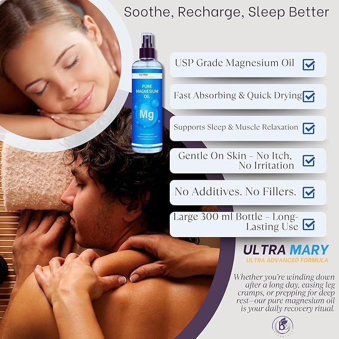 Joint Support UltraMary+(90 Capsules)+Pure Magnesium Oil Spray(300 ml) Combo–Glucosamine 1500mg Chondroitin MSMTurmeric &amp Boswellia–Mobility Flexibility &amp Muscle Relief|Articulaciones &amp