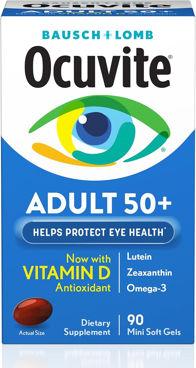 Ocuvite Adult 50+ Eye Vitamins and Mineral Supplements with Lutein Zeaxanthin and Omega-3 90 Soft Gels (Pack of 3)