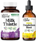 Wild &amp Organic Milk Thistle 90 Capsules &amp Dandelion Tincture 4 fl oz