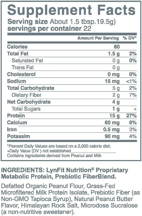Natural Peanut Butter Protein Powder w/Prebiotic Fiber &amp MCT for Weight Loss Fat Burning &amp Hunger Control - 1lb. Bag