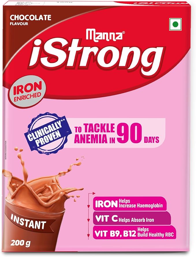 Manna i Strong 200g Iron Fortified Womens Health Drink Mix (Chocolate) Iron Supplement Iron Lock Formula with VIT C B9 B12
